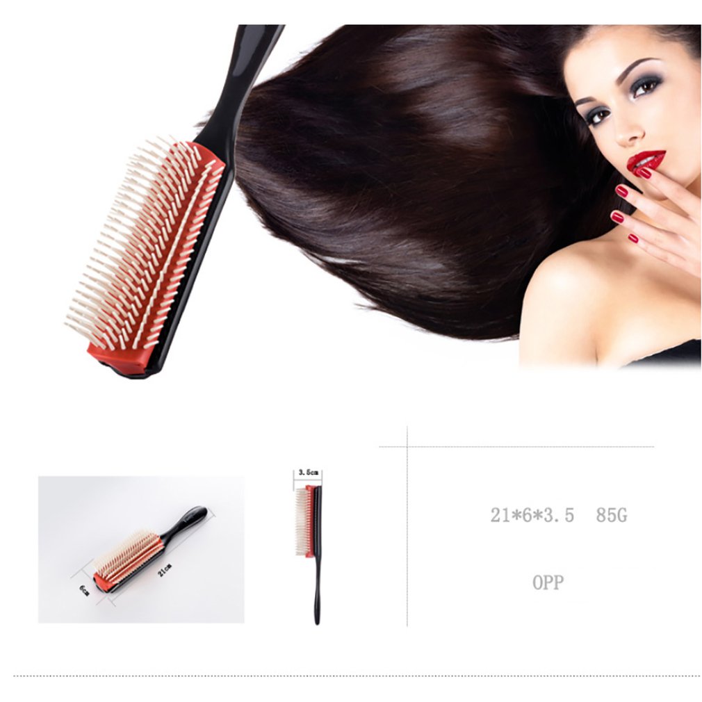 Anti-static Heat-resistant Curly Hair Comb Hairdressing Massage Twill Wooden Handle Comb Head Massager - ebowsos