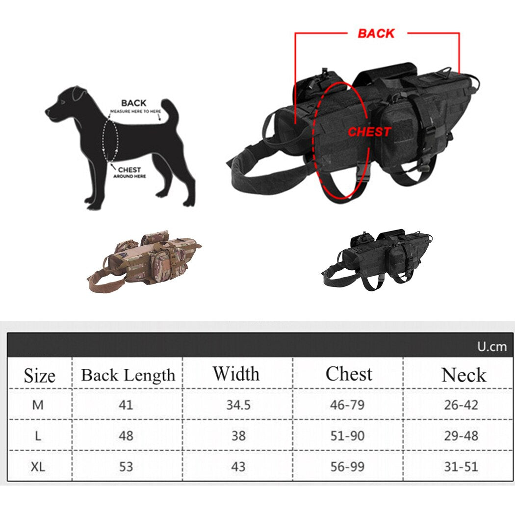 Army Tactical Dog Vests Military Dog Clothes Training Load Bearing Harness SWAT Dog Training Rescue Molle Vest Harness For Dog-ebowsos