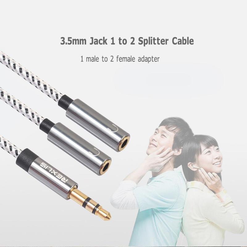 Audio Cable 3.5mm Male to 2 Female Jack Headphone Splitter Adapter Converter Aux Cable for Phone MP3 Player High Quality Wire - ebowsos