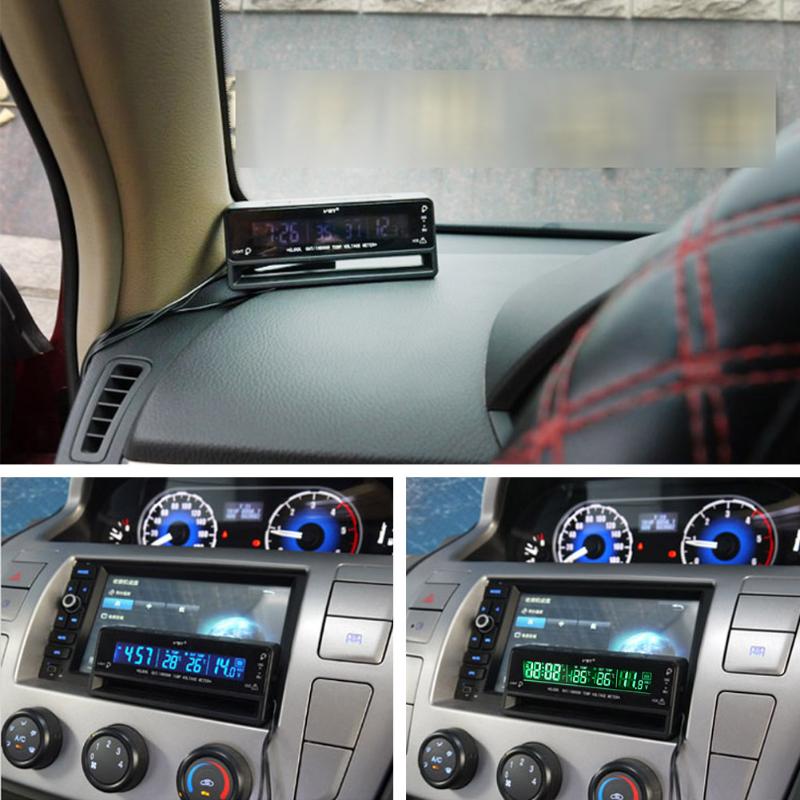 Auto Car Temperature Voltage Clock Thermometer Meter Monitor Digital LCD - ebowsos