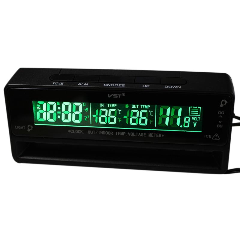 Auto Car Temperature Voltage Clock Thermometer Meter Monitor Digital LCD - ebowsos