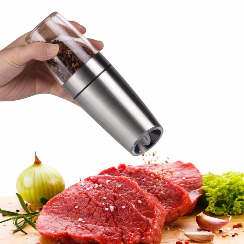 Automatic Electric Pepper Mill Grinder LED Light Salt Pepper Grinding Bottle Kitchen Seasoning Grind Tool Automatic Mills - ebowsos