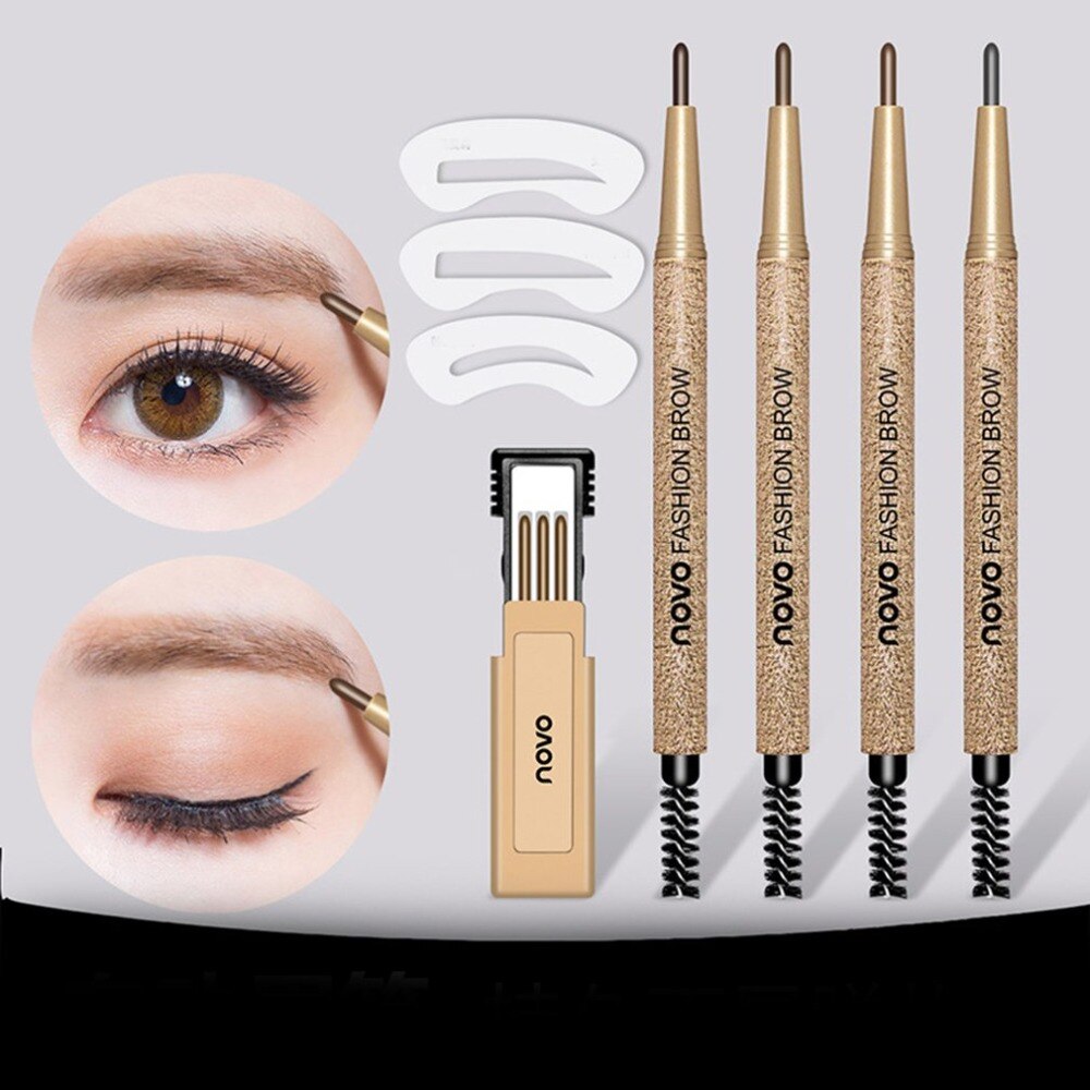 Automatic Rotation Waterproof Eyebrow Pencil Beginner Word Eyebrow Double Eyebrow Pencil With Replacement Core - ebowsos