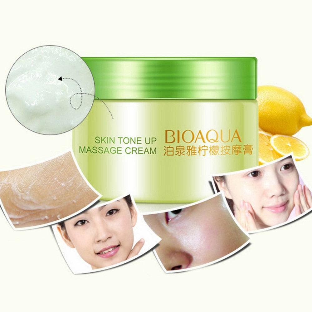 Lemon Massage Cream Whitening Hydrating Oil Control Shrink Pores Deep Cleaning Grease fouling Acne Blackhead Treatment - ebowsos