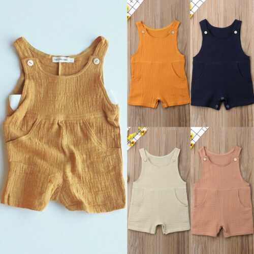 Baby Boy Girl Solid Color One-Pieces Romper Jumpsuit Summer Sleeveless Casual Unisex Baby Clothing Sunsuit - ebowsos