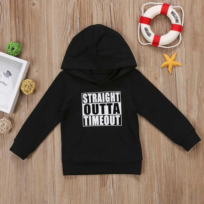 Baby Boys Girls Hoodie Sweatshirt Toddler Letters Outta Mini Boss Hooded Sweatshirt Outfit Clothes 0-5Y - ebowsos