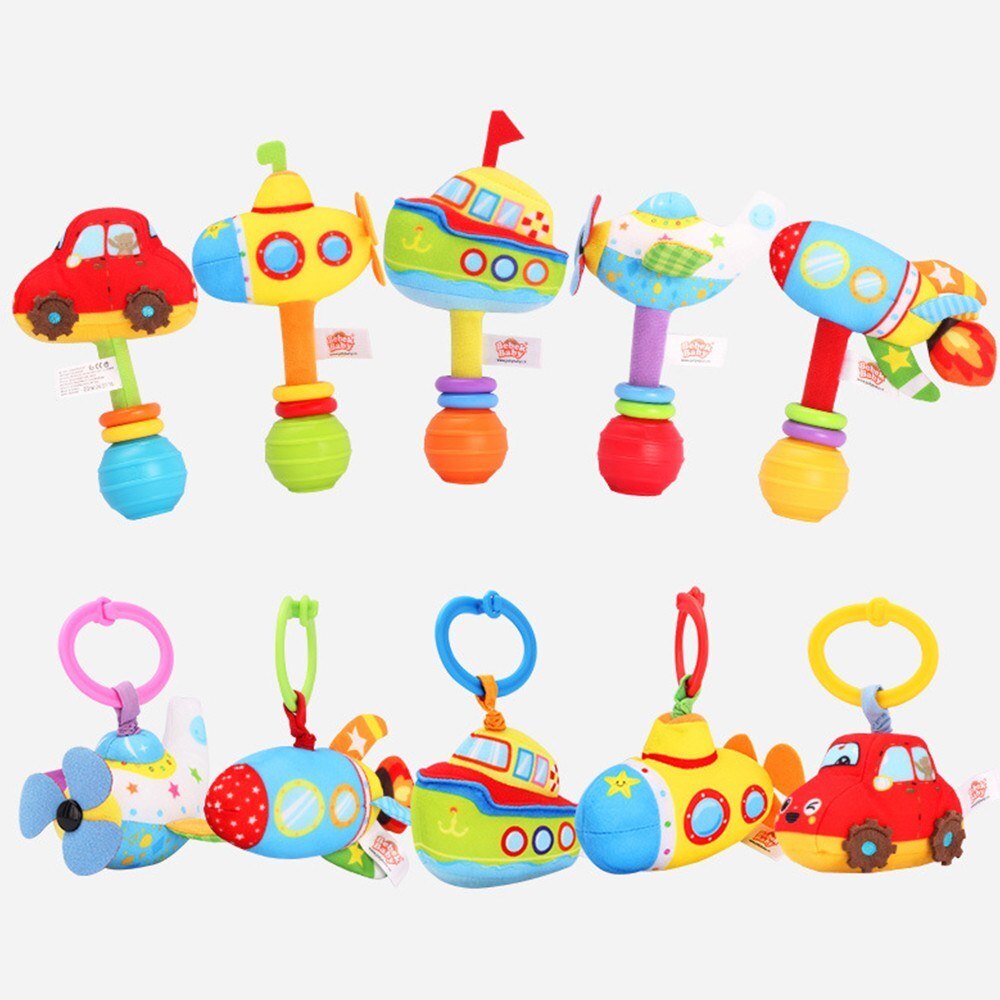 Baby Cartoon Hand Pram Bar Sticks Grab Soft Toy Infants Puppet Handbell Intelligence Box Wooden Children-ebowsos