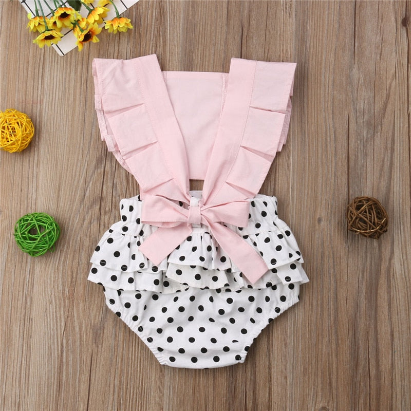 Baby Girl Clothes Splice Bodysuit Jumpsuit Playsuits Ruffled Outfit Summer Backless Sunsuit 3-24M  BN4FT29526A1  FT29526A1 - ebowsos