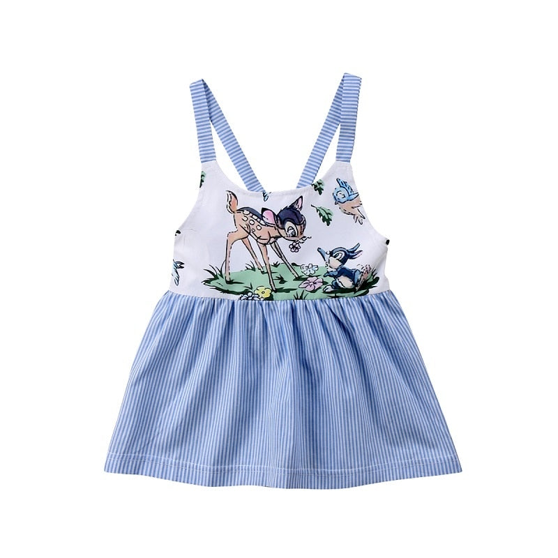 Baby Girl Sleeveless Dress Cute Deer Sleeveless Party Holiday Dress For Baby Girl Summer Cartoon backless dress - ebowsos