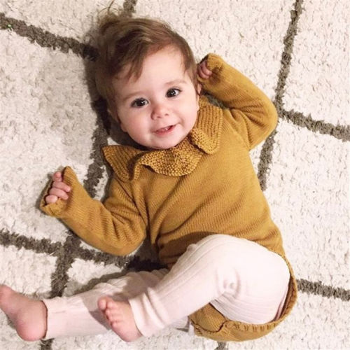 Baby Girl Winter Sweaters Clothes Solid Color Outfits Newborn Baby Boys Long Sleeve Warm Knitted Woolen Sweater - ebowsos