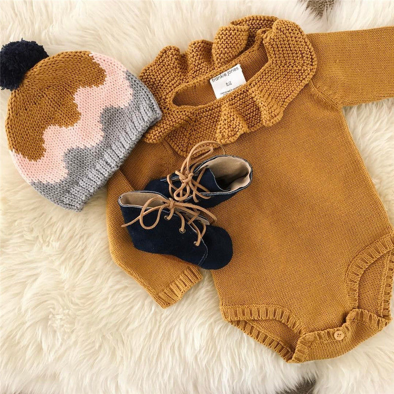 Baby Girl Winter Sweaters Clothes Solid Color Outfits Newborn Baby Boys Long Sleeve Warm Knitted Woolen Sweater - ebowsos