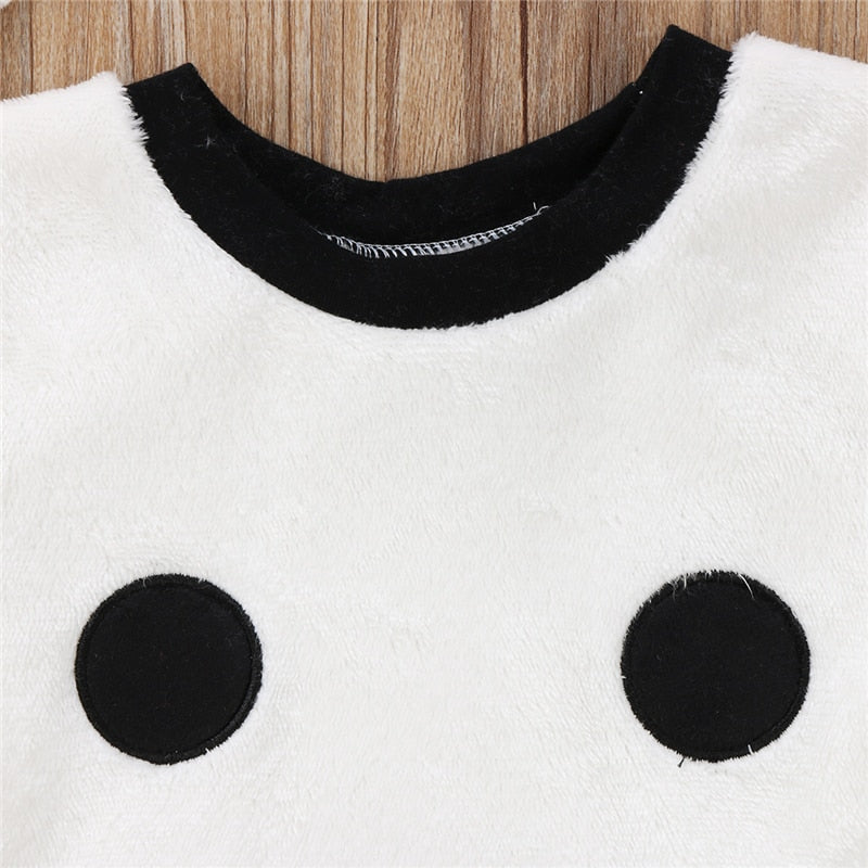 Baby Girls Boy Long Sleeve Pullovers Top Footies Pants Hat Outfits Set Fluffy Cute Cartoon Winter Warm 3Pcs Clothes - ebowsos