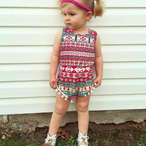 Baby Girls Boys Floral Rompers Sleeveless Jumpsuit And Headband 2PCS Classic Summer Clothing Wear Outfits - ebowsos