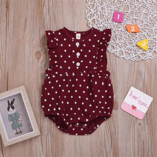 Baby Girls Romper Star Print Sleeveless Jumpsuit Summer Clothes Outfits - ebowsos