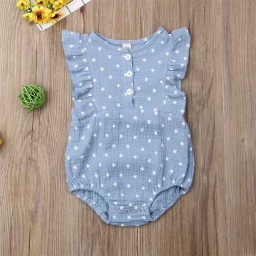 Baby Girls Romper Star Print Sleeveless Jumpsuit Summer Clothes Outfits - ebowsos
