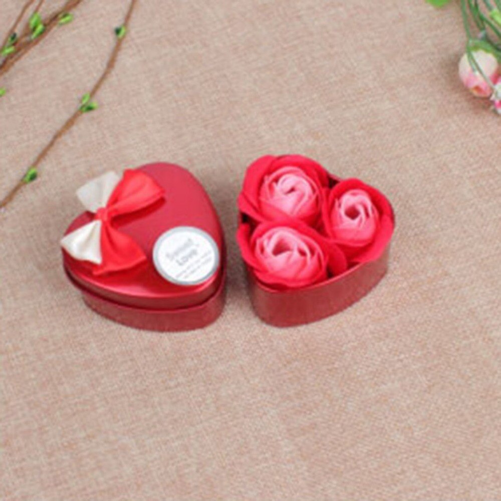 Bath & Shower 3 Soap Flowers In Heart Shape Iron Box For Gifts Wedding Party Decor Home Decor Fresh Fragrance Never Fade - ebowsos