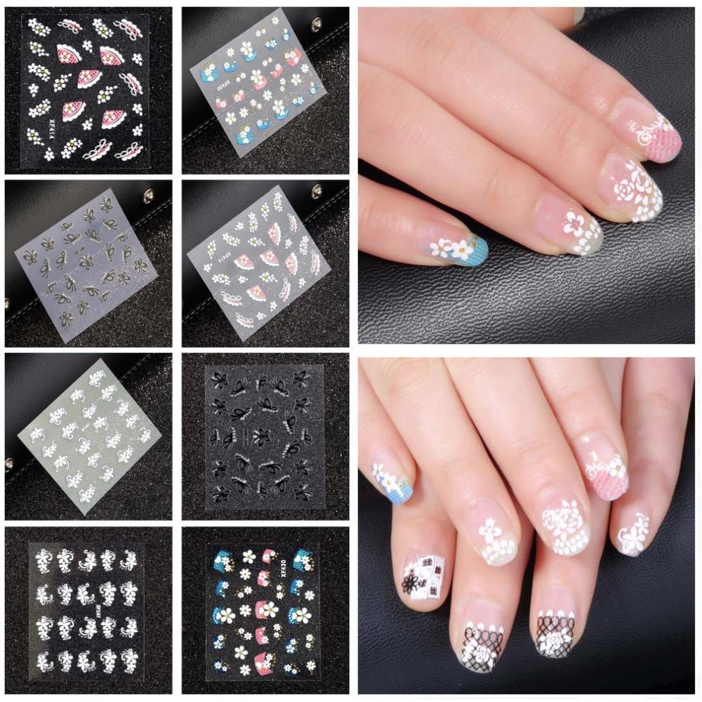 Beautiful 3D Nail Art Stickers Tips Decal Fashion 50 Sheets Flower Tip Decoration Sticks Nail Art Manicure Accessories Wholesale - ebowsos