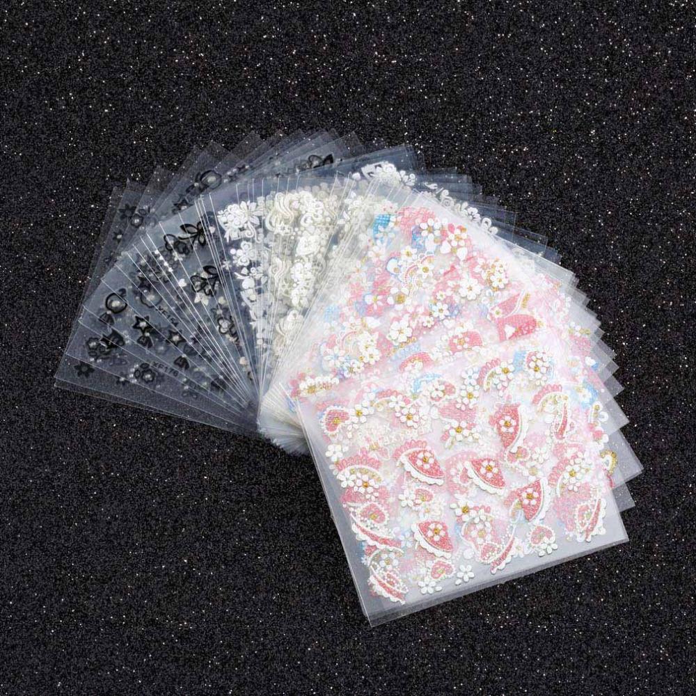 Beautiful 3D Nail Art Stickers Tips Decal Fashion 50 Sheets Flower Tip Decoration Sticks Nail Art Manicure Accessories Wholesale - ebowsos