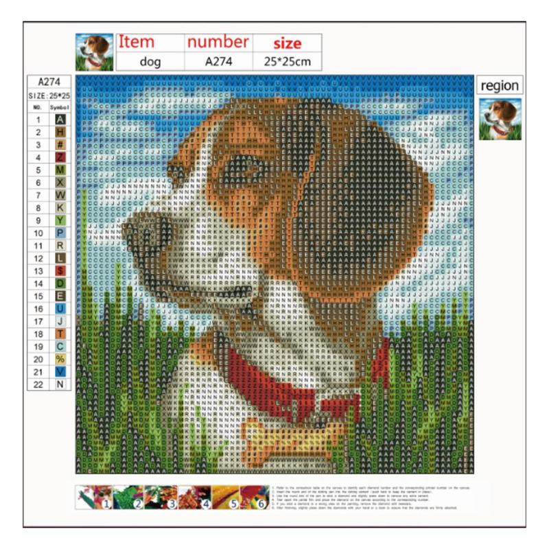 Beautiful 5D DIY Full Drill Diamond Painting Dog Cross Stitch Embroidery Mosaic Kits 25*25cm Needle Arts - ebowsos