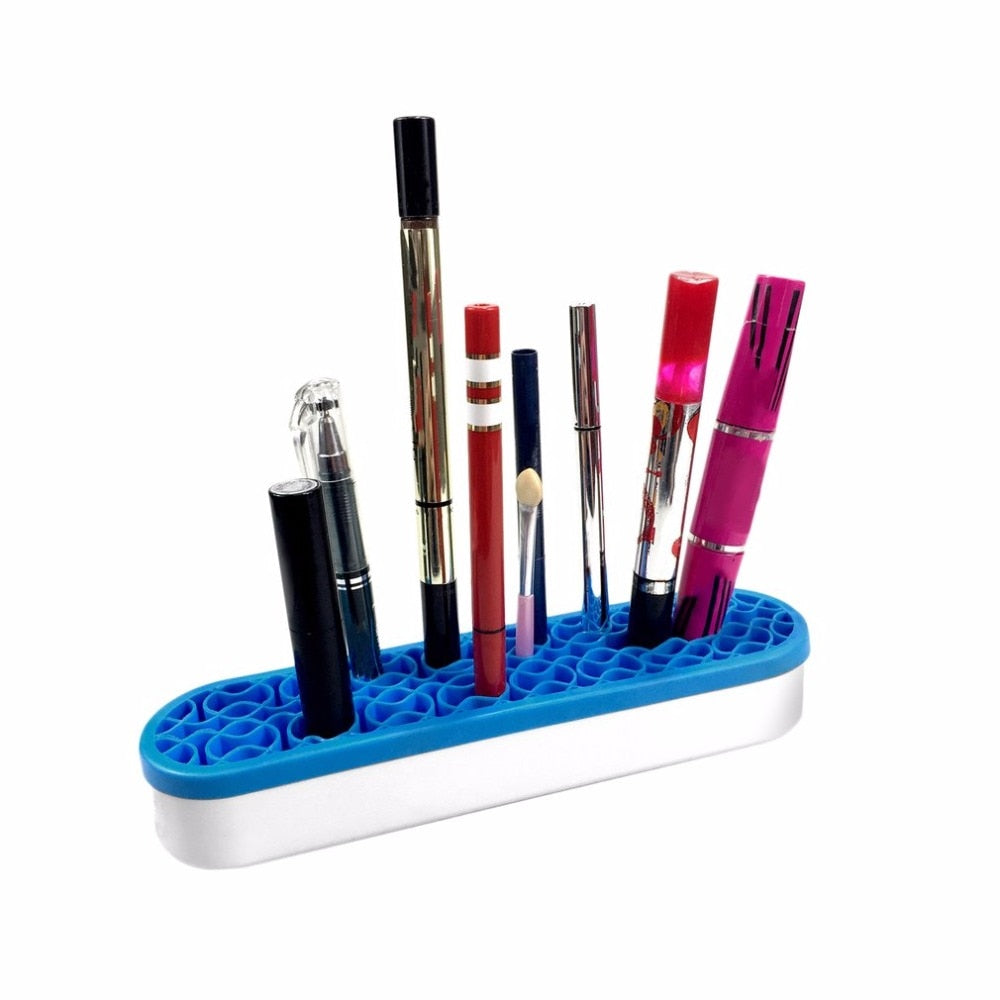 Beauty Unique ABS Silicone Makeup Brushes Storage Box Desktop Cosmetic Brush Organizer Lipstick Holders Make up Tool Accessories - ebowsos