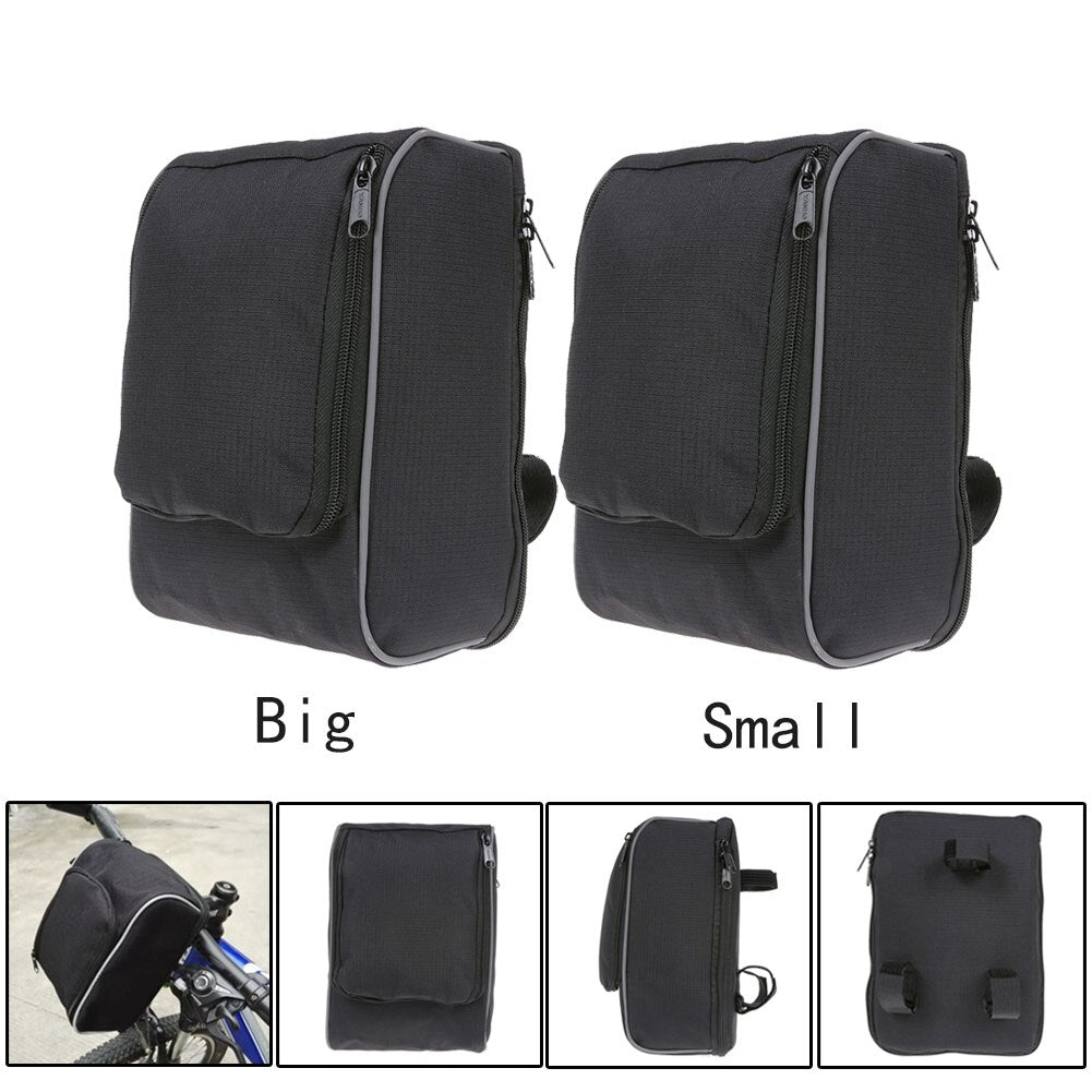 Bicycle Bags Front Folding MTB Road Bike Handlebar Bags Waist Smart Phone Basket Black Storage Bag Bicycle Accessories-ebowsos