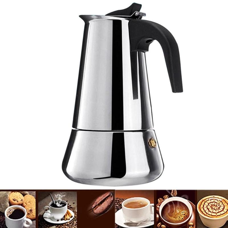Big Belly Stove Top Mocha Coffee Pot Moka Stainless Steel Coffee Maker - ebowsos