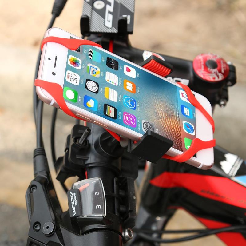Bike Bicycle Motorcycle Handlebar Mount Holder Phone GPS 360 Rotated Stand Bracket with Silicone Support Band High Quality Mount - ebowsos