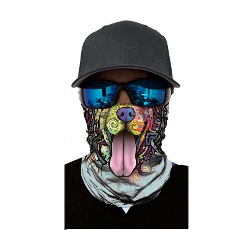 Bike Half Face Mask Skull Breathable Anti-UV3D Aniaml Dog Tiger Windproof Cycling Face Mask Neck Bicycle Snowboard Ski Balaclava-ebowsos
