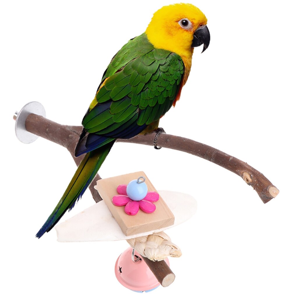 Bird Cage Perches Stand Platform Parrot Toys Paw Grinding Bites Toy With Bell For Parrot Parakeet Pet Birds Training Accessories-ebowsos