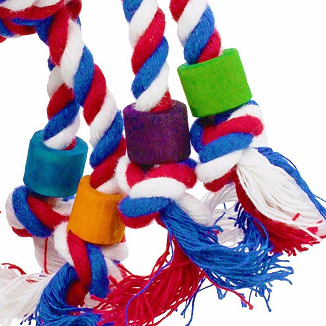 Bird Parrot Toy Cotton Rope Chewing Bite Resistant Hanging Cage Swing Climb Chew Toys Interactive Bird Cage Training Supplies-ebowsos