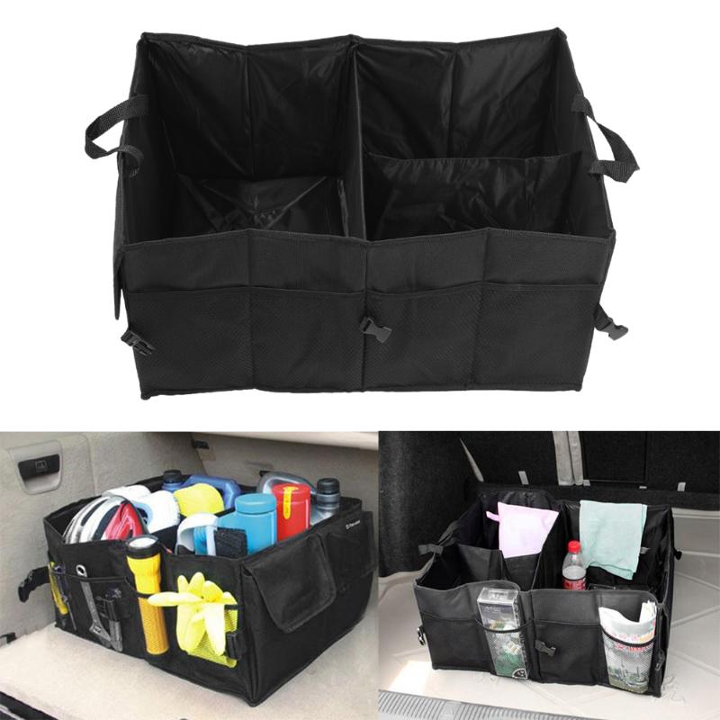 Black Folding Car Storage Boxes 600D Oxford Car Trunk Boot Tidy Bag Auto Car Trunk Organizer Toy Food Storage Holder Car-styling - ebowsos