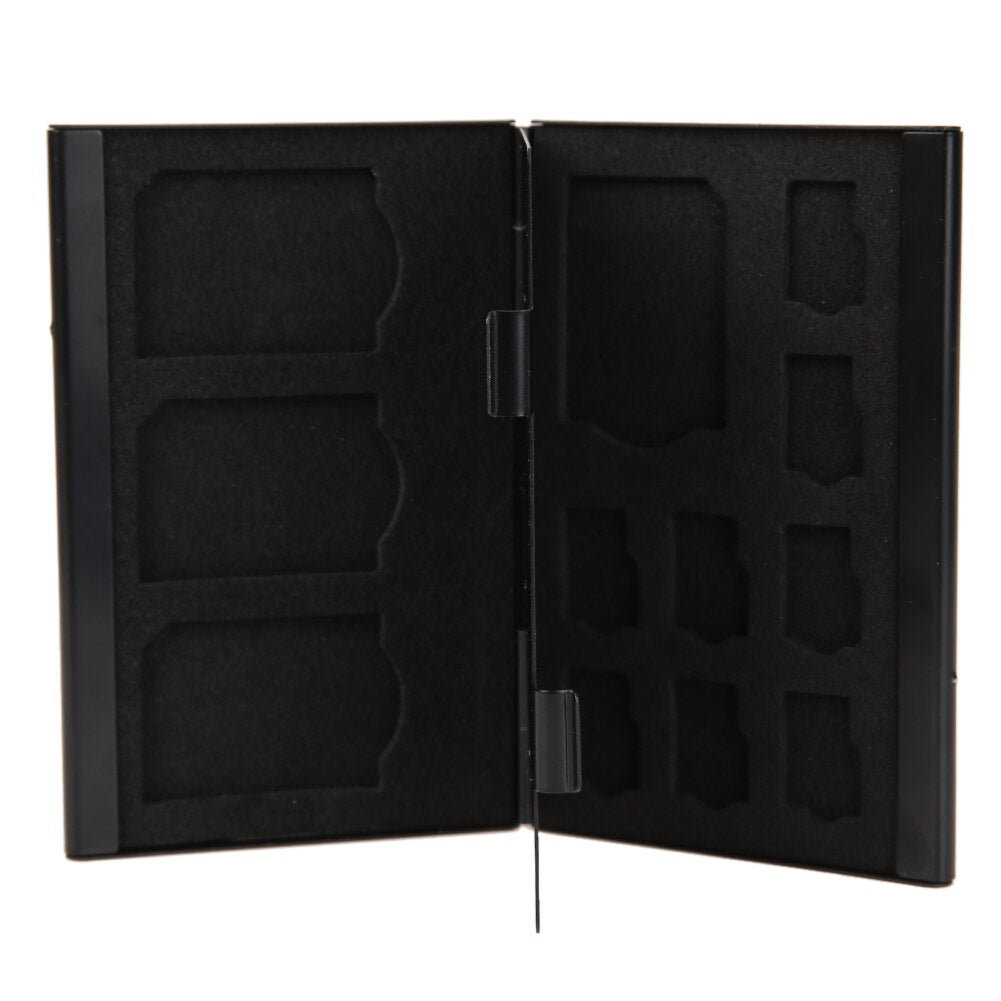 Black Portable Deck Aluminium Alloy 8TF + 4SD Memory Cards Case Storage Box Holder High Quality - ebowsos