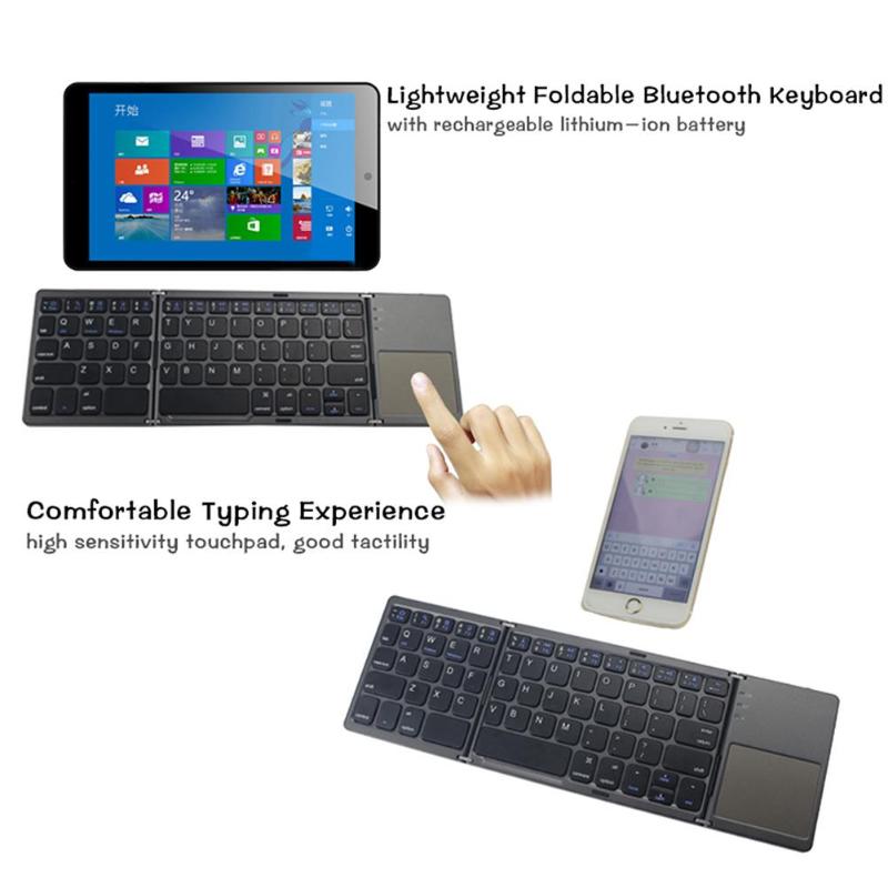 Bluetooth Keyboard Universal Folding Wireless Bluetooth 3.0 Ultra Mini Keyboard Touch Pad Mouse for iOS Android Microsoft - ebowsos