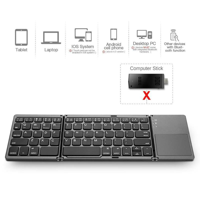 Bluetooth Keyboard Universal Folding Wireless Bluetooth 3.0 Ultra Mini ...