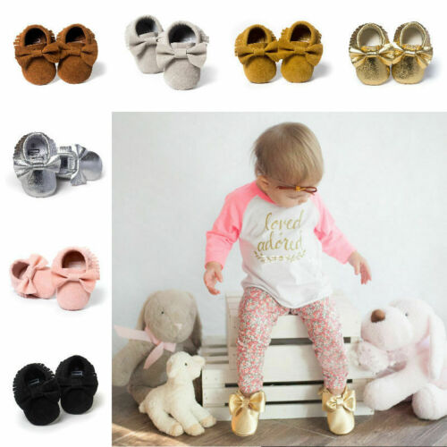 Bowknot Tassel Baby Kid Sole Shoes Newborn Boy Girl Infant Moccasin First Walkers - ebowsos