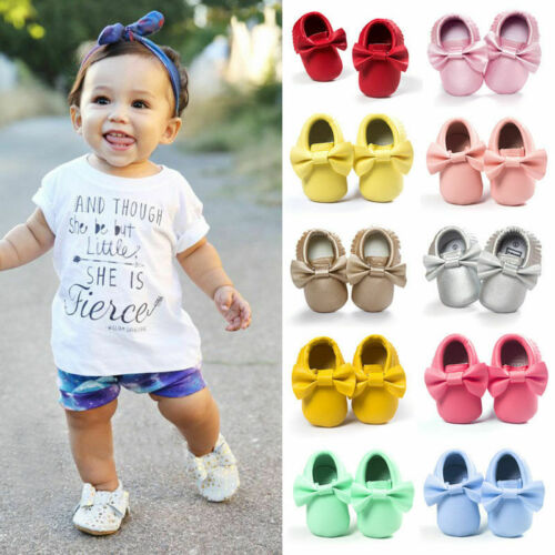 Bowknot Tassel Baby Kid Sole Shoes Newborn Boy Girl Infant Moccasin First Walkers - ebowsos