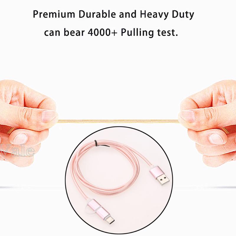 Braided Type C & Micro USB 2 in 1 Cable  USB 2.0 Male to USB 3.1 Type C/Micro USB Data Sync Faster Charging data Cable - ebowsos