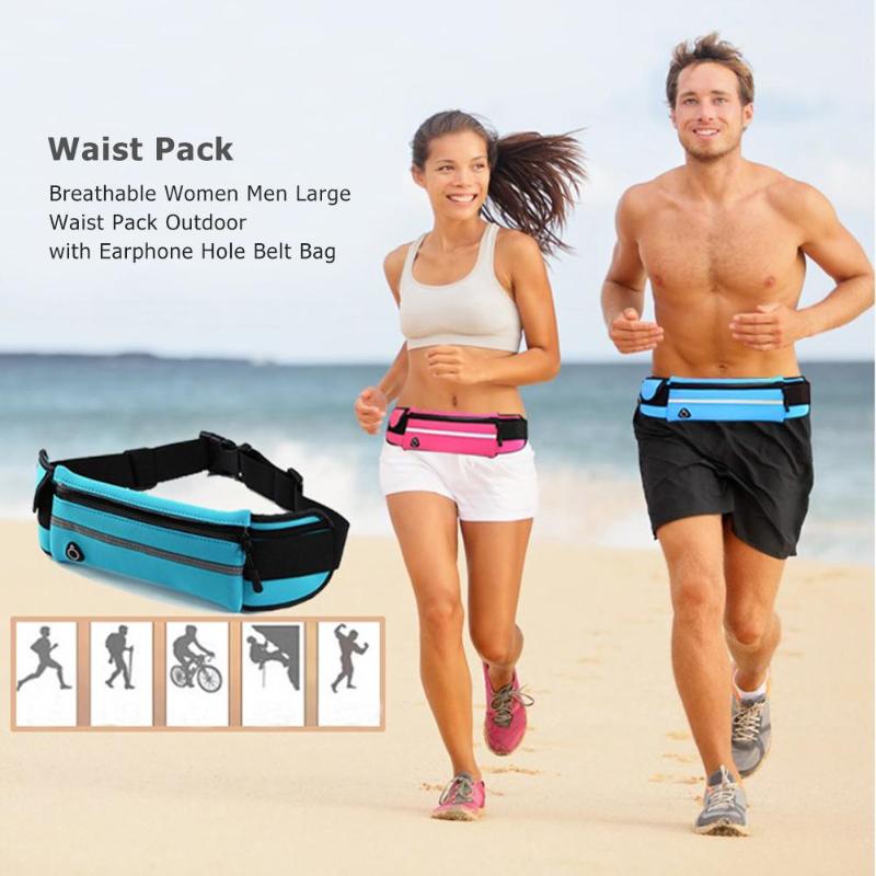 Breathable Women Men Large Waist Pack Outdoor Sports with Earphone Hole 6inch Belt Bag Funny Purse Pouch Mobile Stash Hot Sale - ebowsos