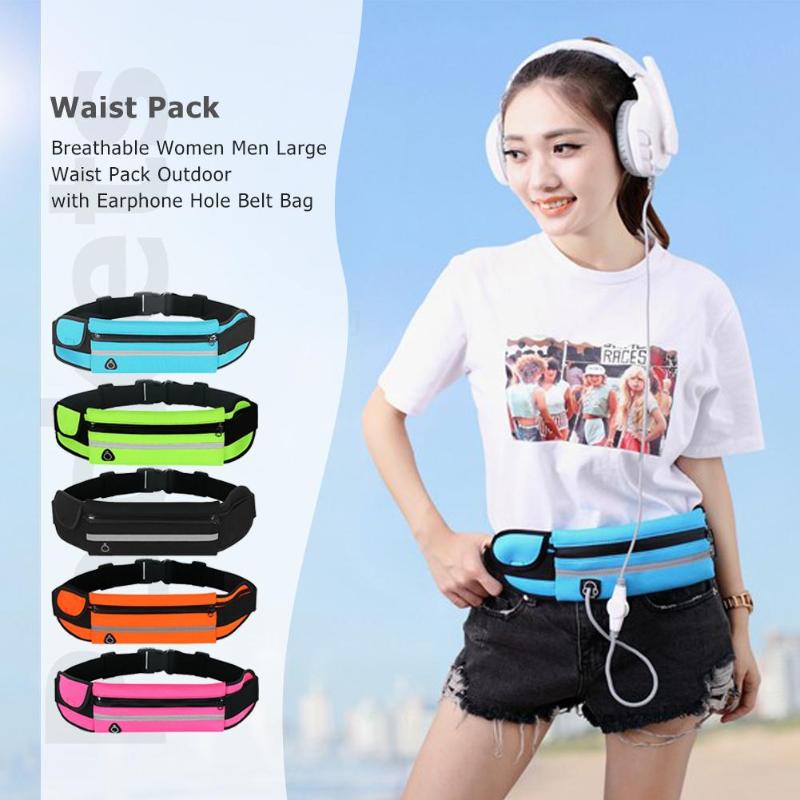 Breathable Women Men Large Waist Pack Outdoor Sports with Earphone Hole 6inch Belt Bag Funny Purse Pouch Mobile Stash Hot Sale - ebowsos