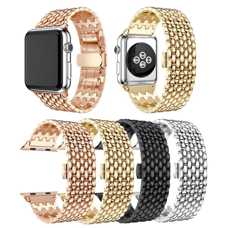 Butterfly Button Spring Bar Connector+Stainless Steel Watch Band Wrist Strap for Apple Watch 38mm/42 mm Watch Band High Quality - ebowsos