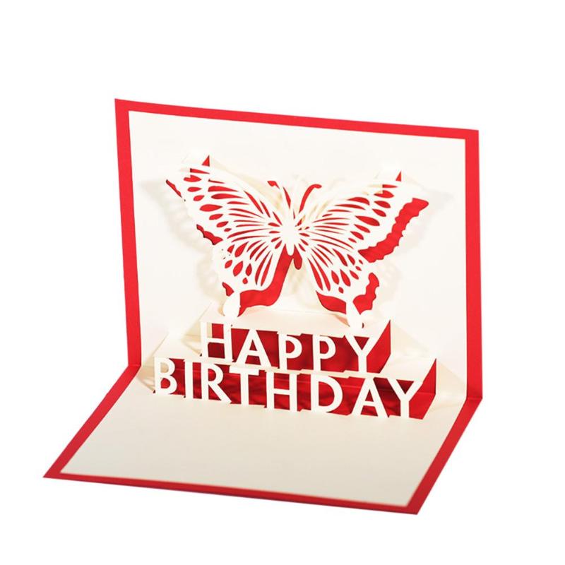 Butterfly Tree Pram 3D Pop Up Cards Wedding Lover Happy Birthday Anniversary Greeting Cards Animal cutting design greet cards - ebowsos