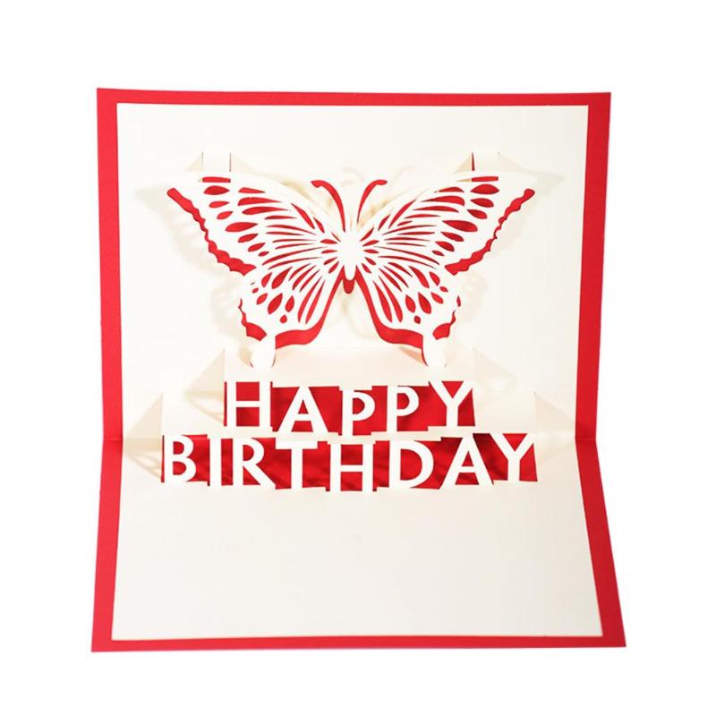 Butterfly Tree Pram 3D Pop Up Cards Wedding Lover Happy Birthday Anniversary Greeting Cards Animal cutting design greet cards - ebowsos