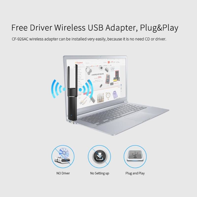 COMFAST CF-926AC V2 USB 3.0 WiFi Adapter 1200Mbps Dual Band Wireless Network Card WiFi Receiver for PC Computer High Quality - ebowsos