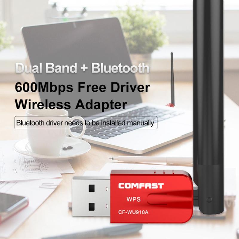 COMFAST CF-WU910A 600Mbps Dual Band USB WiFi Adapter Bluetooth 4.0 WiFi Receiver 5.8GHz Wireless Network Card for Laptop PC NEW - ebowsos