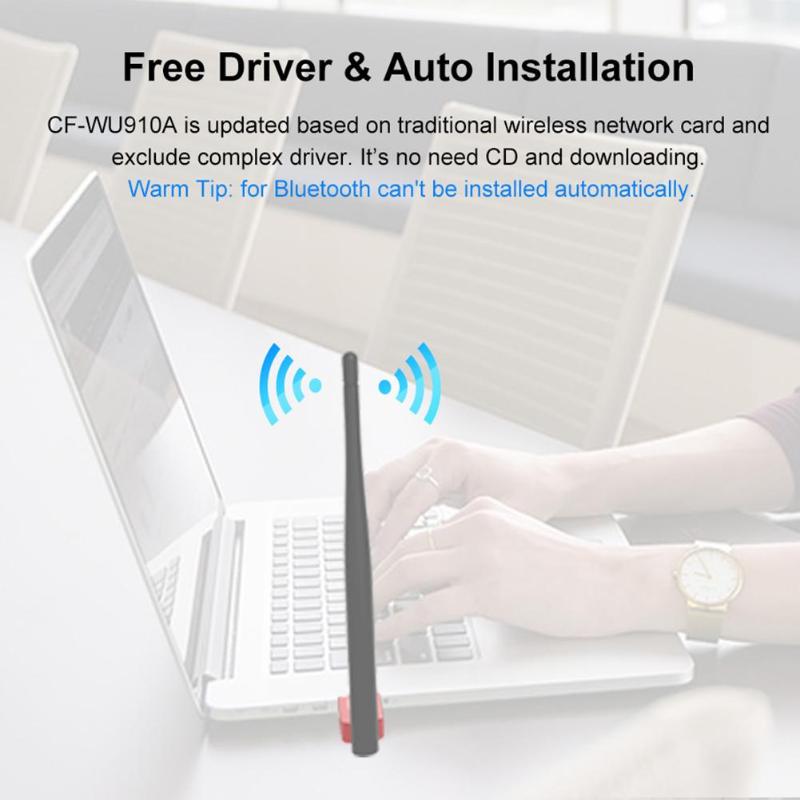 COMFAST CF-WU910A 600Mbps Dual Band USB WiFi Adapter Bluetooth 4.0 WiFi Receiver 5.8GHz Wireless Network Card for Laptop PC NEW - ebowsos