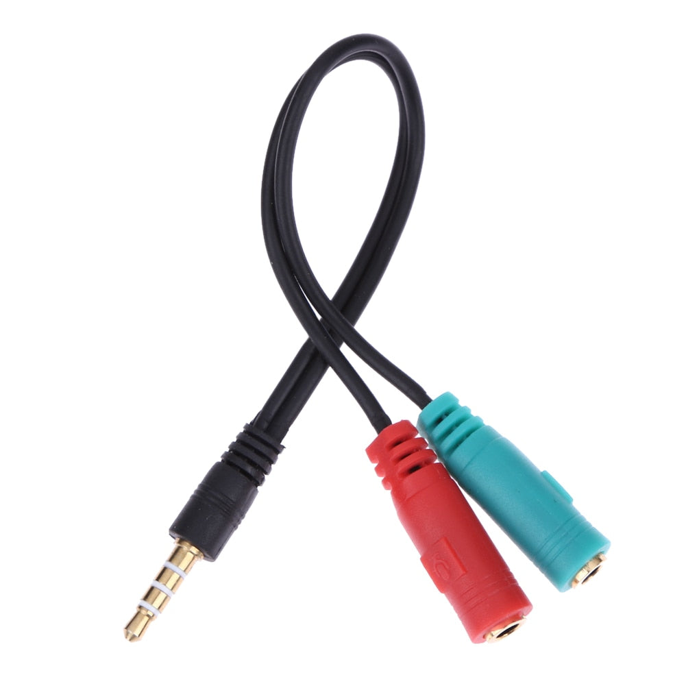 Cable Adapter 2 in 1 Splitter 4 Pole 3.5mm Audio Earphone Headset to 2 Female Jack Headphone Mic Cable Adapter - ebowsos
