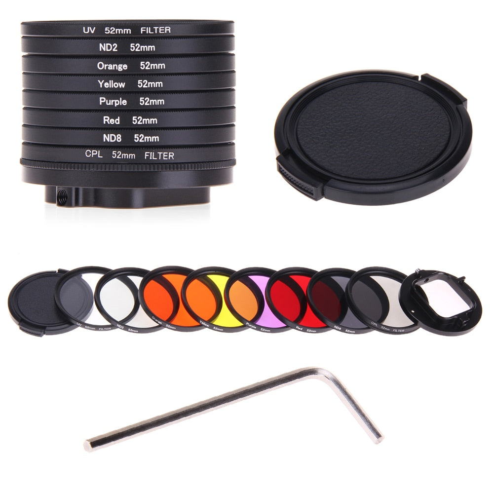 Camera Accessories For GoPro HERO5 HERO 5 52mm 8 in 1 Lens Filter(CPL + UV + ND8 + ND2 + Star 8 + Red + Yellow + FLD / Purple) - ebowsos