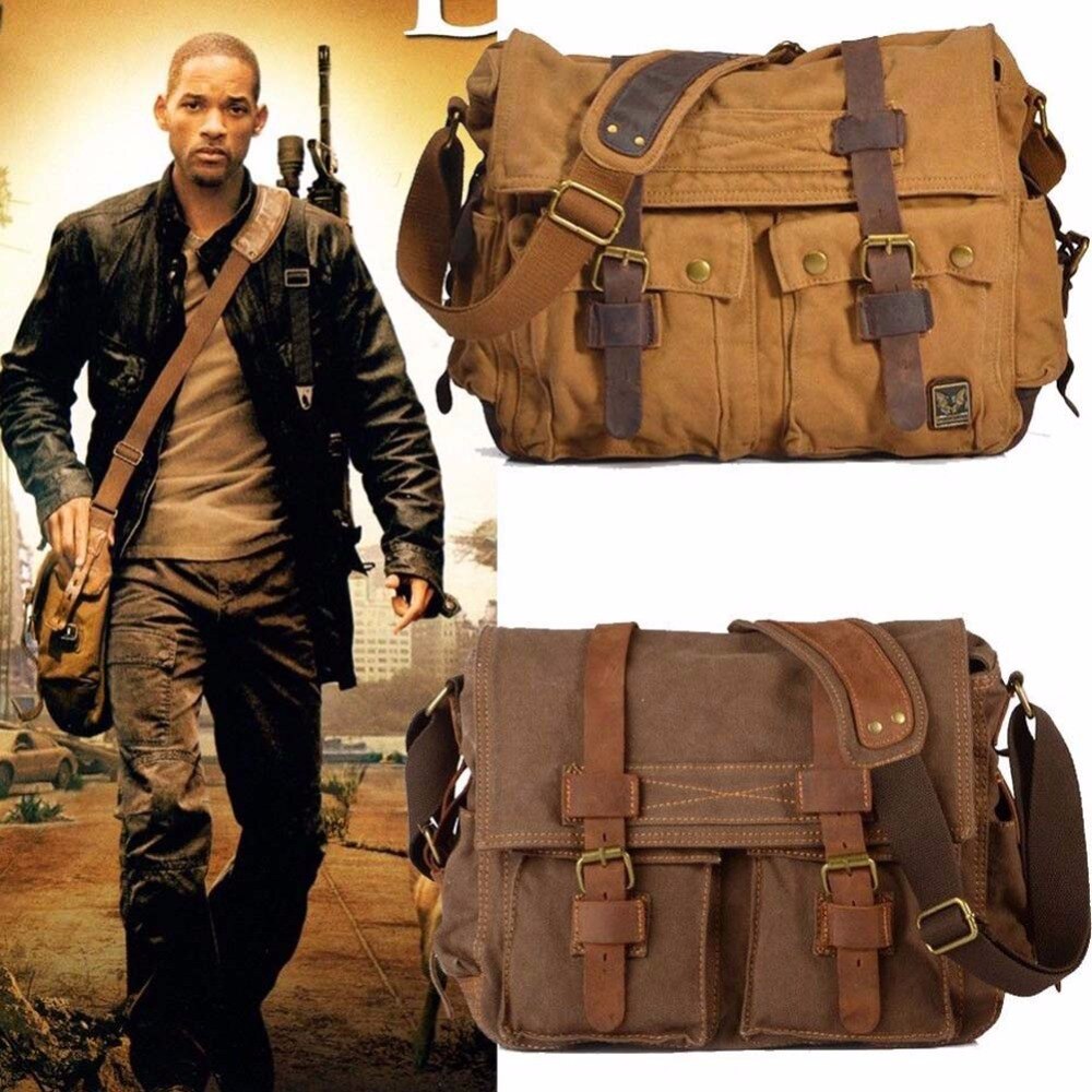 Canvas Crossbody Bag Men Military Army Vintage Messenger Bags Casual Shoulder Bag Casual Travel Bags I AM LEGEND  feminina - ebowsos