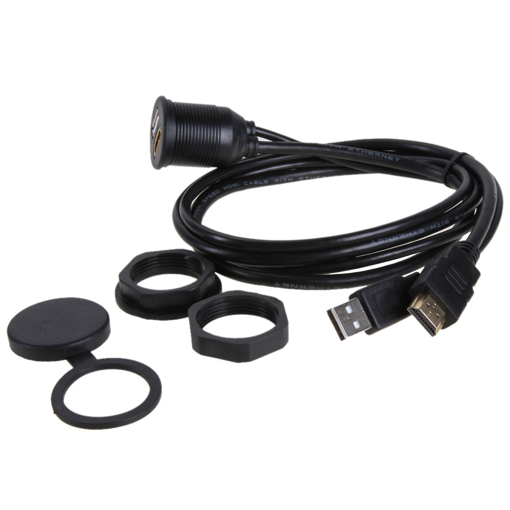 Car Dashboard Flush Mount Panel USB 2.0 HDMI Extension Panel Extension Cable for Car Mount Extension Cable with Install Tools - ebowsos