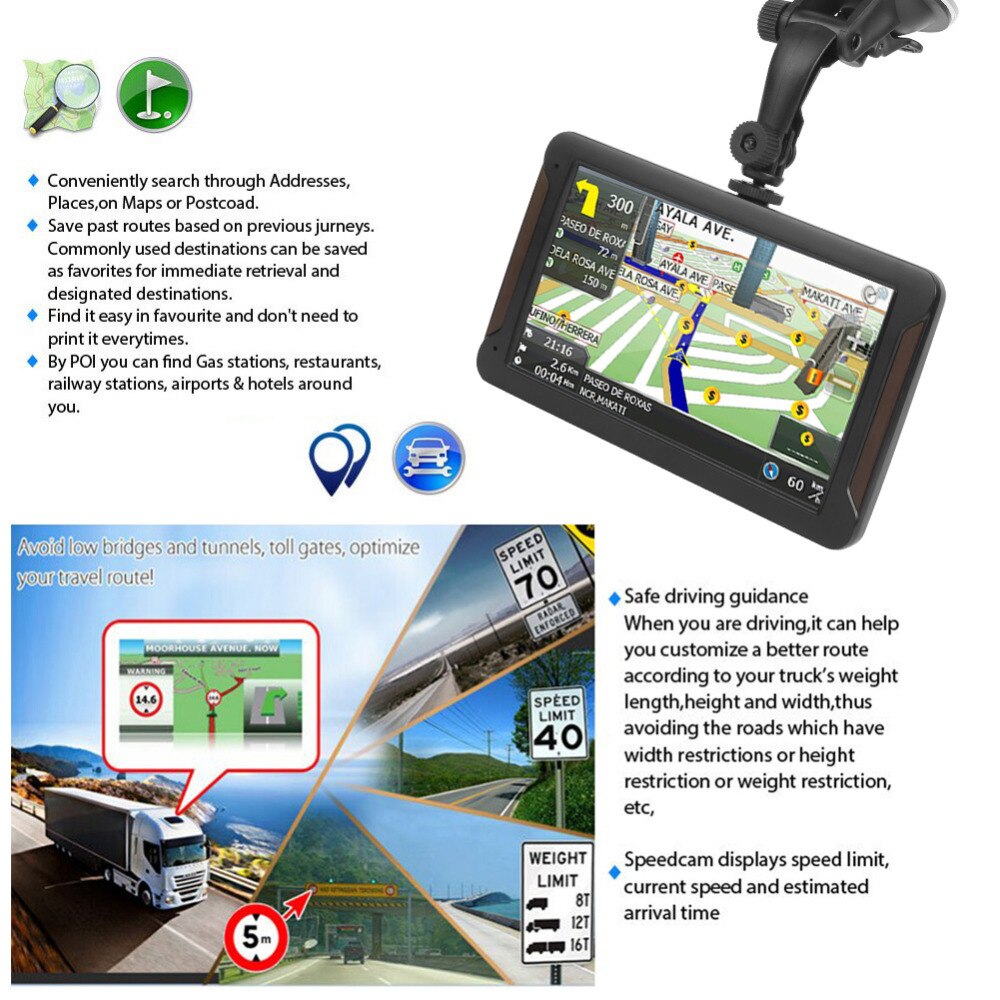 Car Electronics 7Inch 8G Capacitive Touch Screen Q8 Center Console Car 3D GPS Navigator with FM Transmitter TF Card Slot New - ebowsos